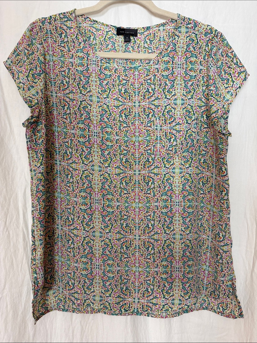 The Limited Multicolor Paisley-Pattern Short Sleeve Blouse